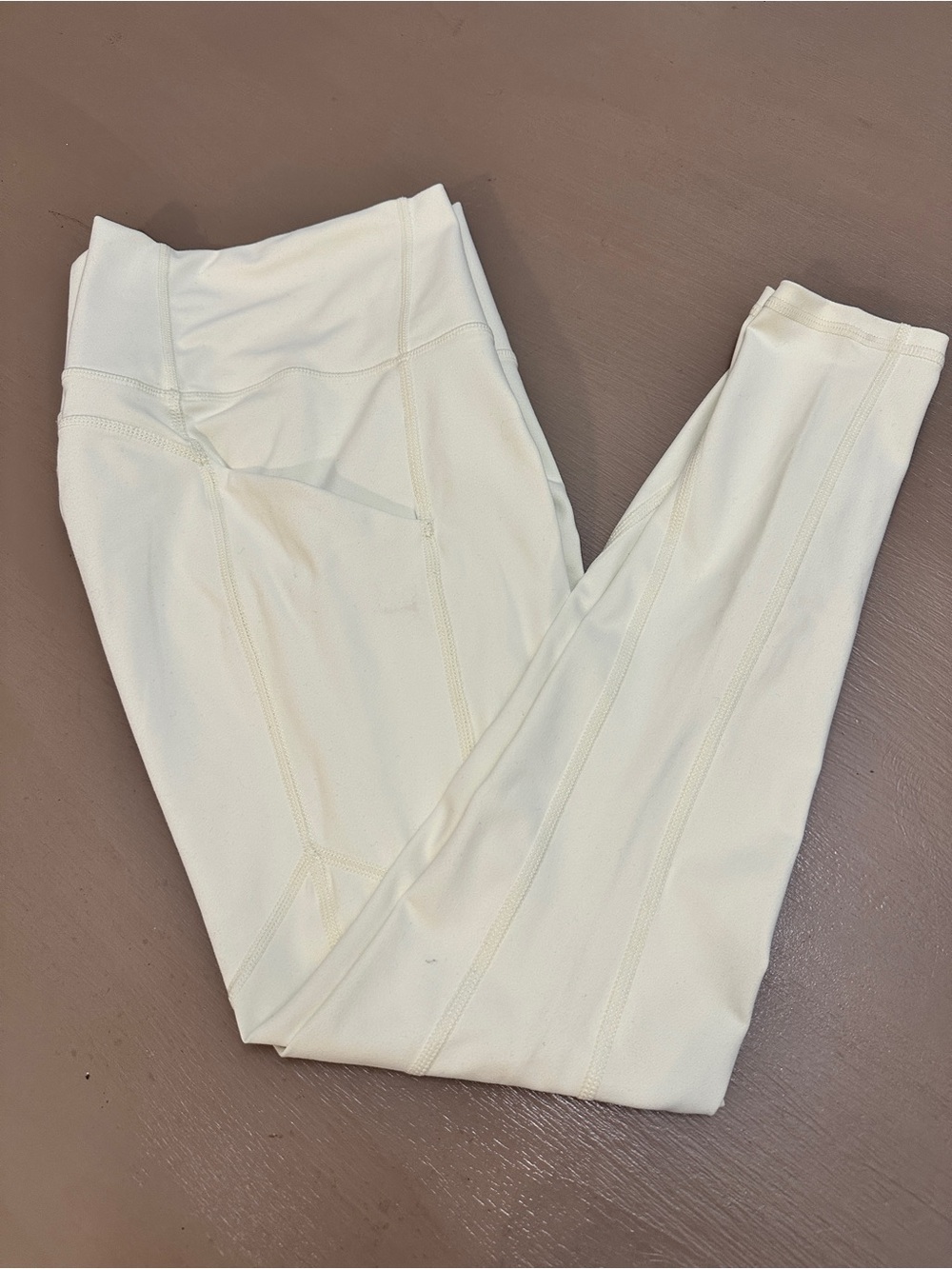 Fabletics PureLuxe Leggings Ivory Cream 7/8 Length High Waisted Pockets XS/S